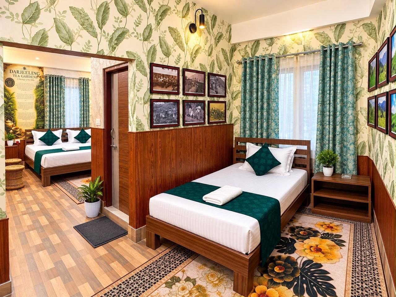 Darjeeling tea gardens themed family room
